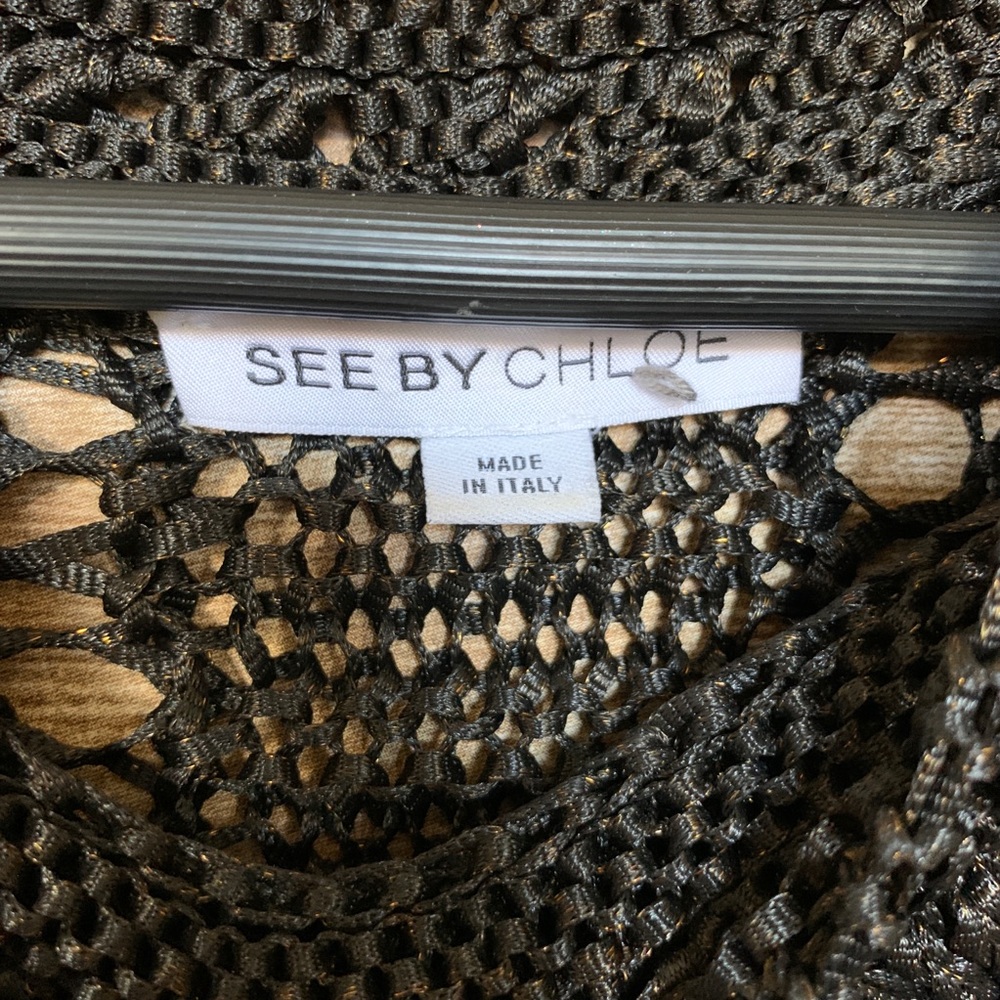 See by Chloé Cable Knit Sweater Dress Black Bronze Metallic  Size 4 - Picture 6 of 7